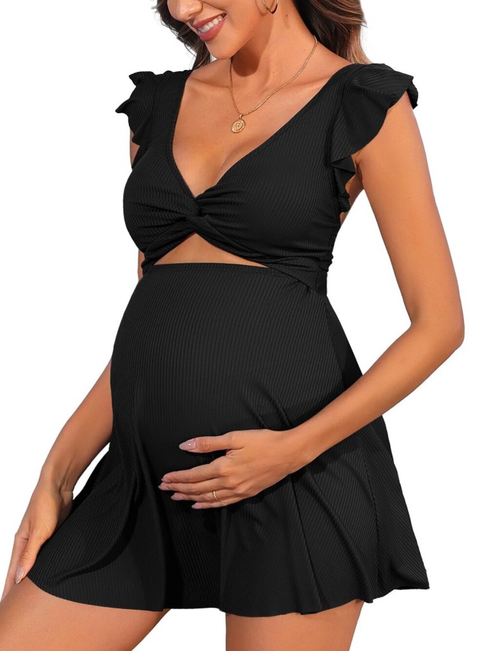 Charmo Ruffle Maternity Swimsuit Black XL